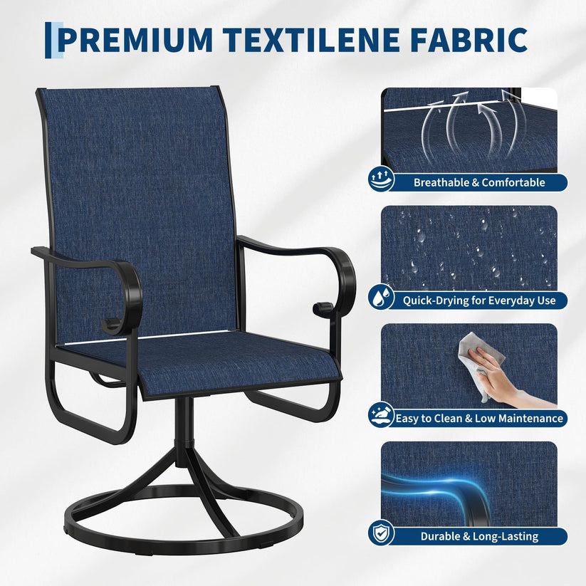 Détail de la chaise pivotante Garvee en textilène